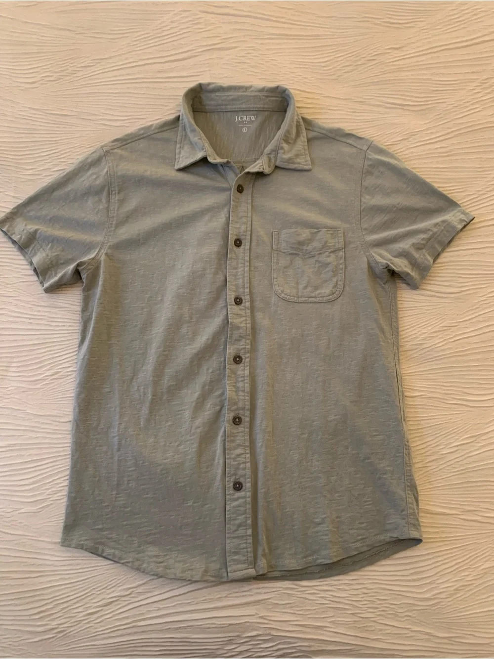 J. Crew Sage Green 100% Cotton Slub Short Sleeve Button Down shirt, size Large